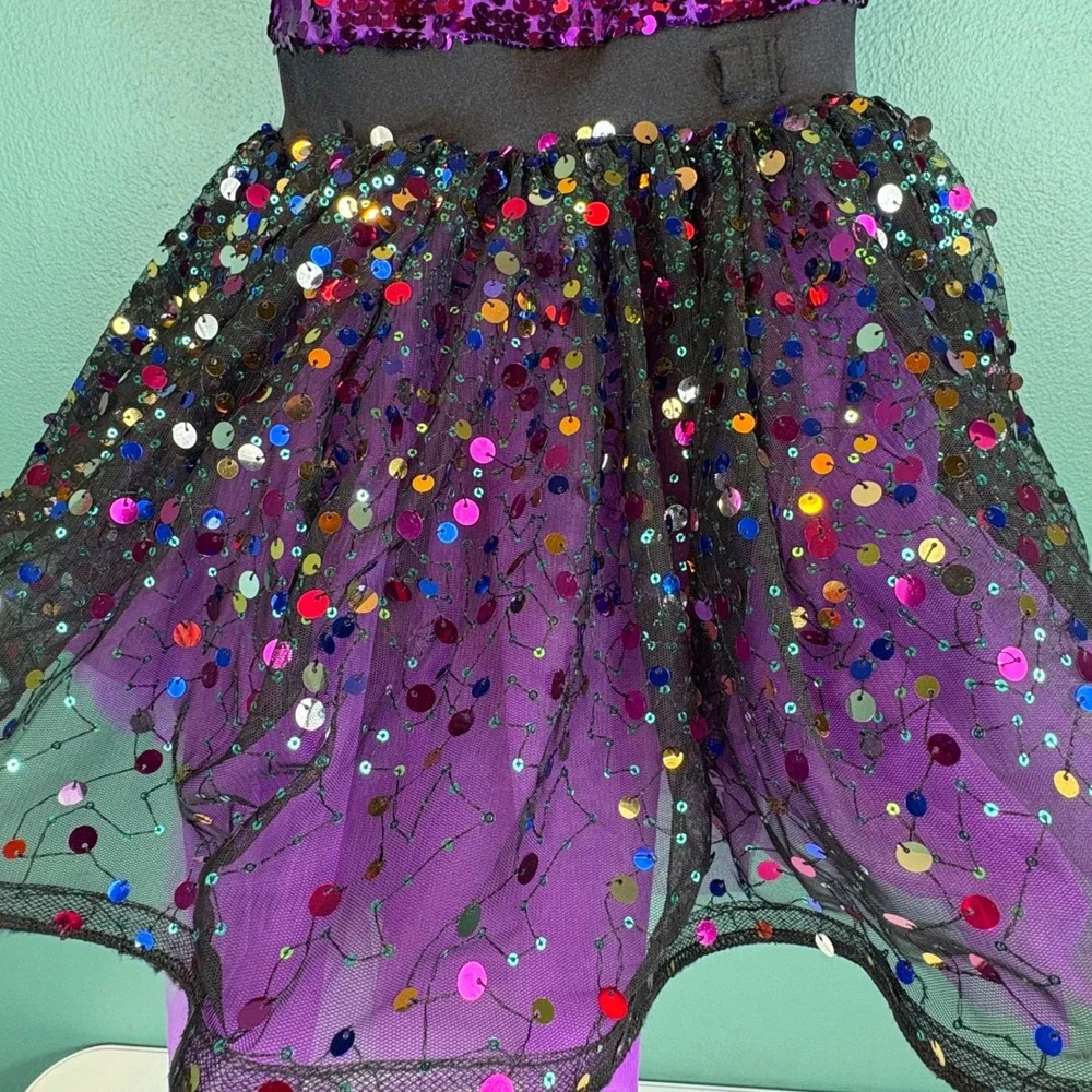 Weissman Purple‎ Sequin Ombre Dance Costume Lyrical Jazz Girls MC